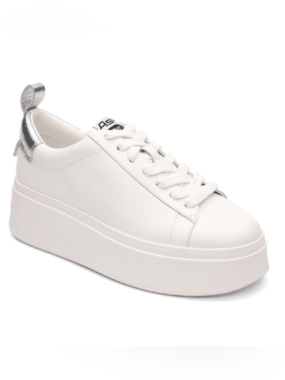 Ash White Platform Sneakers with Silver Heel Tab